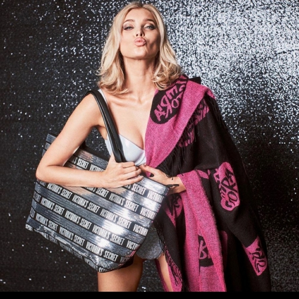 Victoria's Secret Silver Striped Sequin Tote